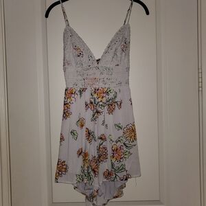 American Threads Floral Lace Romper, Crochet Detail, S